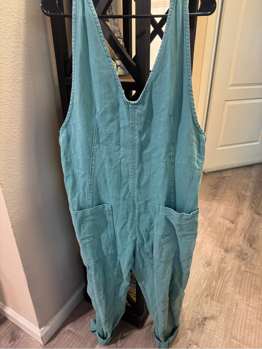 Free People Teal High Roller Jumpsuit S
